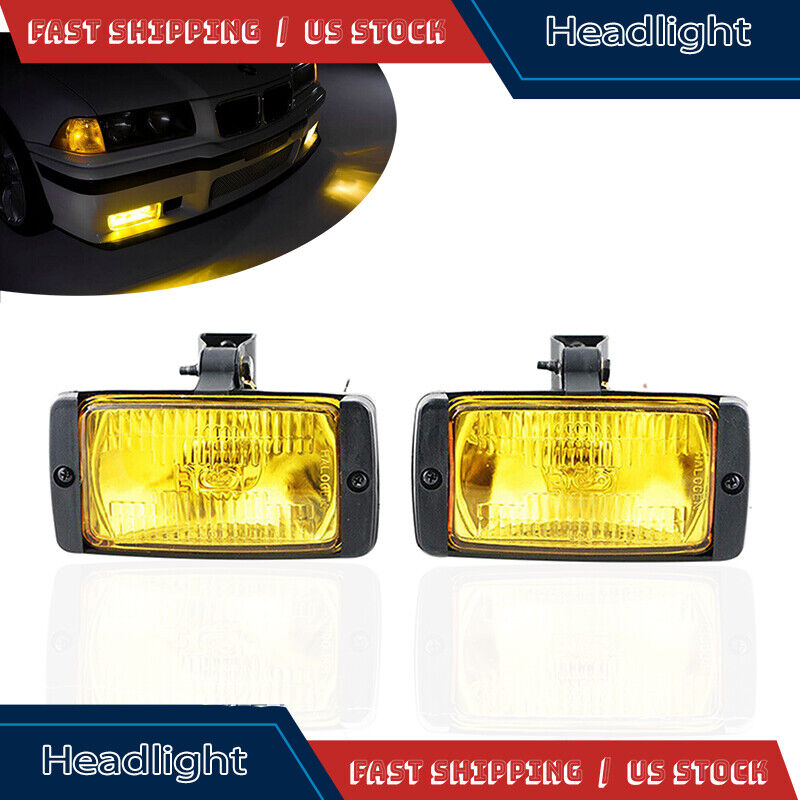 Universal 12V Front Quartz Yellow lens Halogen Fog Lights Lamp Car Van 3x6“ Pair
