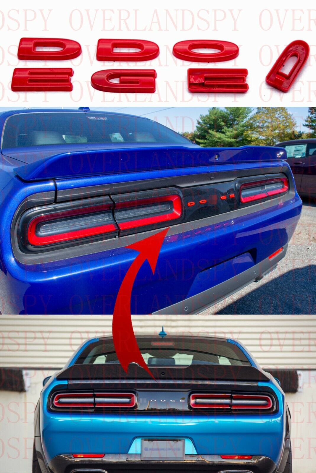Red Emblem Overlay Plastic Emblem Fit For 2015-2020 Dodge Challenger 