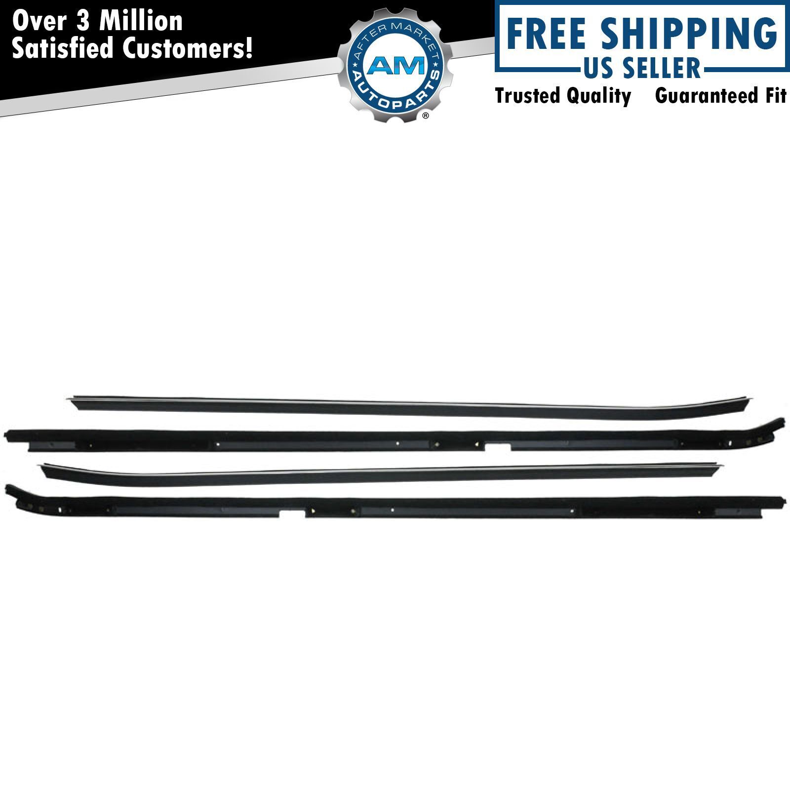 Inner & Outer Window Sweep Felts Seals Weatherstrip 4 Piece Kit Set for Buick