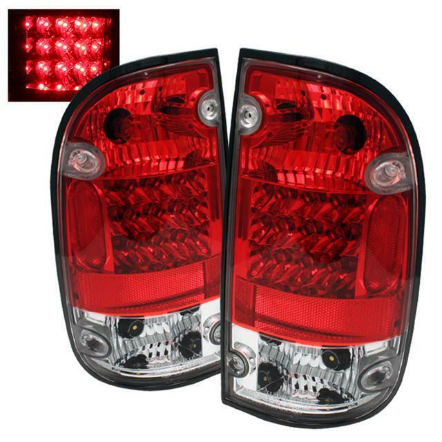 Spyder for 2001-2004 Toyota Tacoma Red Clear Lens LED Tail Lights Set 5007872