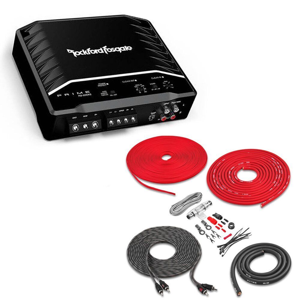 Rockford Fosgate R2-200X2 200W 2-Channel Car Amplifier with Free 4 Gauge Amp Kit