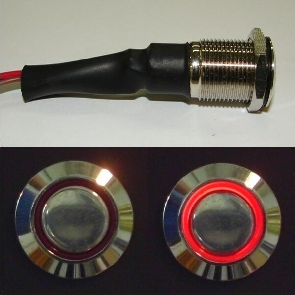 Stainless Flush Mount Red LED Lighted On / Off Push Button Switch for Boats