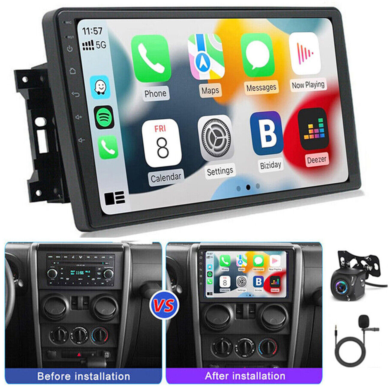 Carplay For Jeep Wrangler 2007-2016 Car Radio Stereo Android 12 GPS Backup Cam