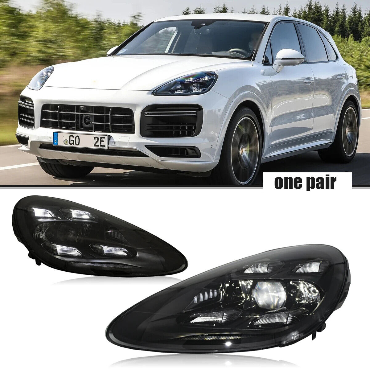 For Porsche Cayenne LED 2011-2018 Front DRL Turn Signal Projector Lens Assembly