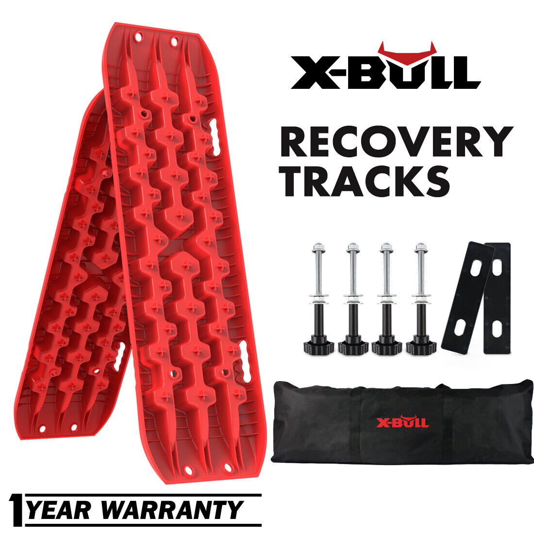 X-BULL GEN3.0 Recovery Tracks Sand Traction 2PCS Snow Mud Tire Ladder Red