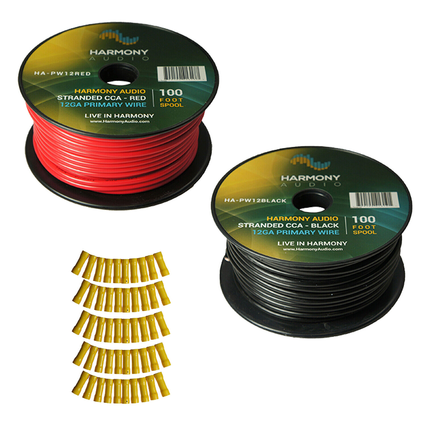 Harmony Car Primary 12 Gauge Power or Ground Wire 200 Feet 2 Rolls Red & Black
