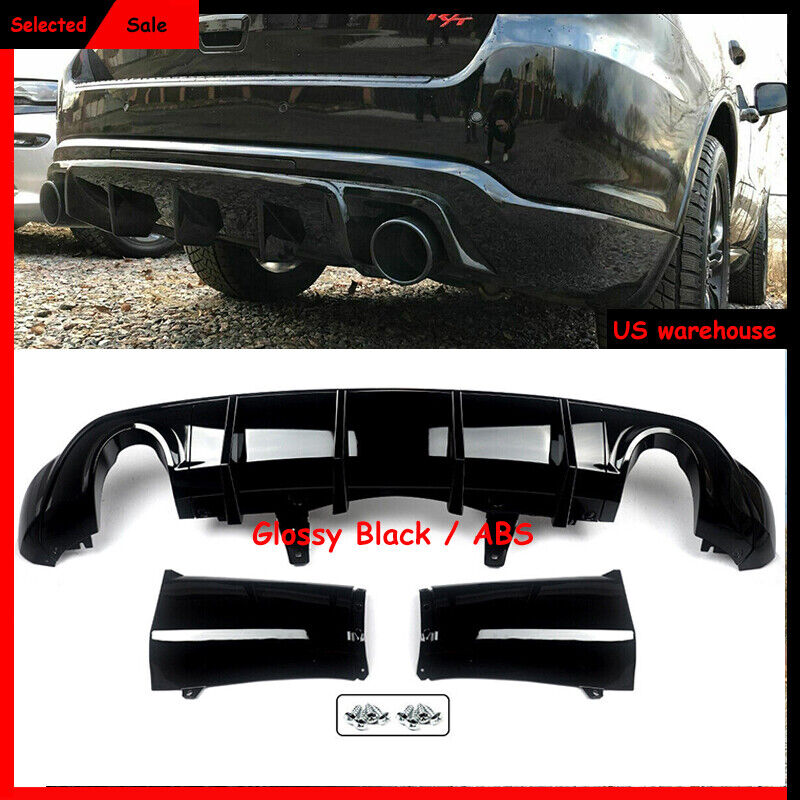 Rear Bumper Diffuser Dual Exhaust Gloss Black Fits 2011-24 Dodge Durango R/T SRT