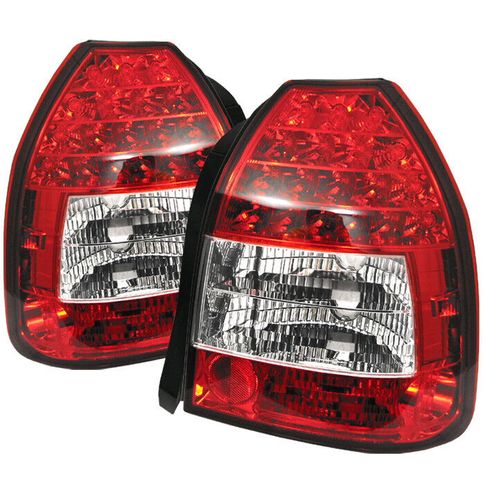 Spyder Auto 1996-2000 Honda Civic 3Dr Hatch Red Clear LED Tail Lights Set