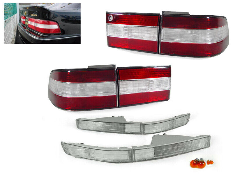 DEPO JDM Style Red Clear Tail + Bumper Signal Lights For 1990-1994 Lexus LS400