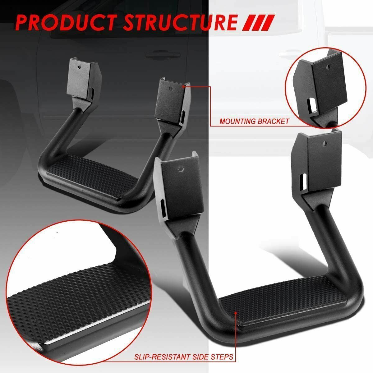 Fits for Ford F-150 2009-2021 Black Side Stair 2PCS Small Running Board Steps
