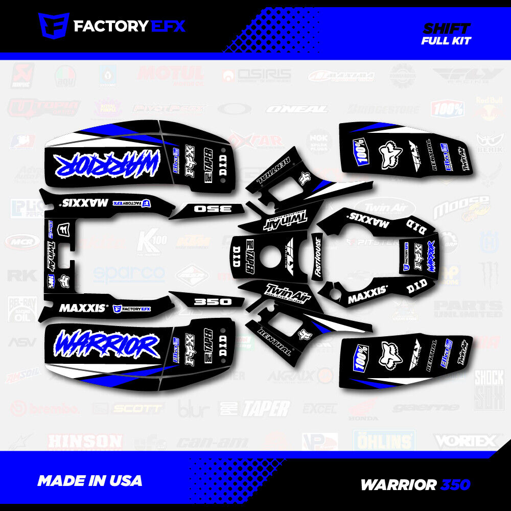 Black Blue Shift Racing Graphic kit fits Yamaha Warrior 350 87-04 electric start
