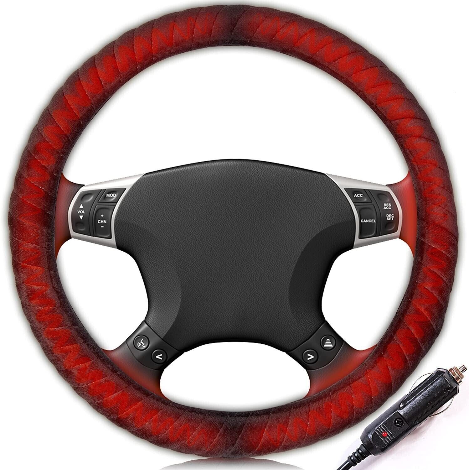 Car Heated Steering Wheel Cover Tangle Free heated Hand warmer Universal Fit 12V