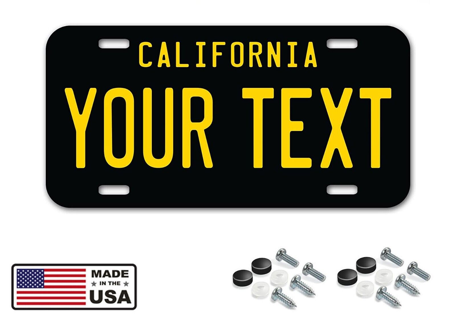 Custom Classic California State Black Yellow FLAT Aluminum Novelty License Plate
