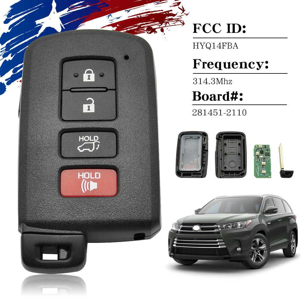 For Toyota Highlander 2014-2019 Smart Remote Car Key Fob HYQ14FBA 281451-2110 AG