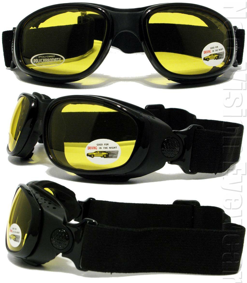Shatterproof Smoke/Clear/Yellow Motorcycle/Paintball Padded Goggles 466