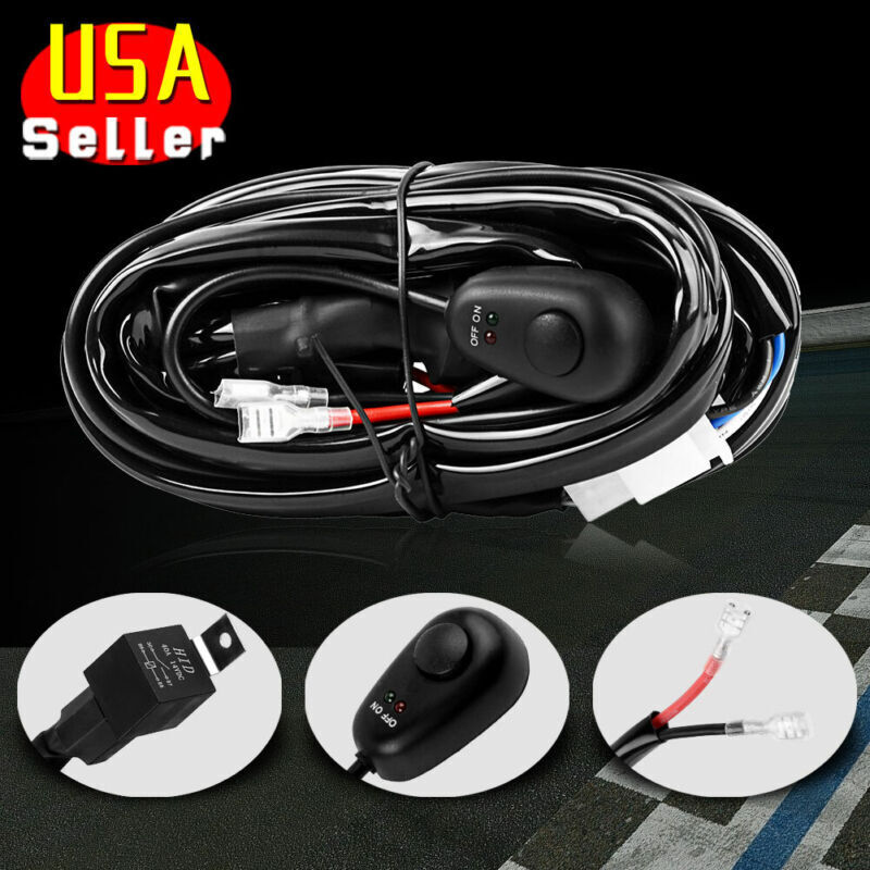 8ft Wiring Harness For LED Light Bar Fog Lamp 12V 40A Relay Fuse Switch ON-OFF
