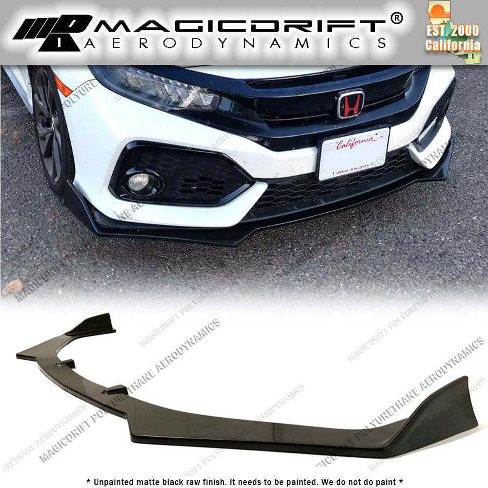 For 17-21 Honda Civic Hatchback JDM CS Style Front Bumper Lip Chin Splitter Aero