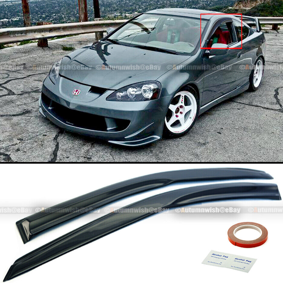Fit 02-06 Acura RSX DC5 Mugen Style 3D Wavy Tinted Window Visor Vent