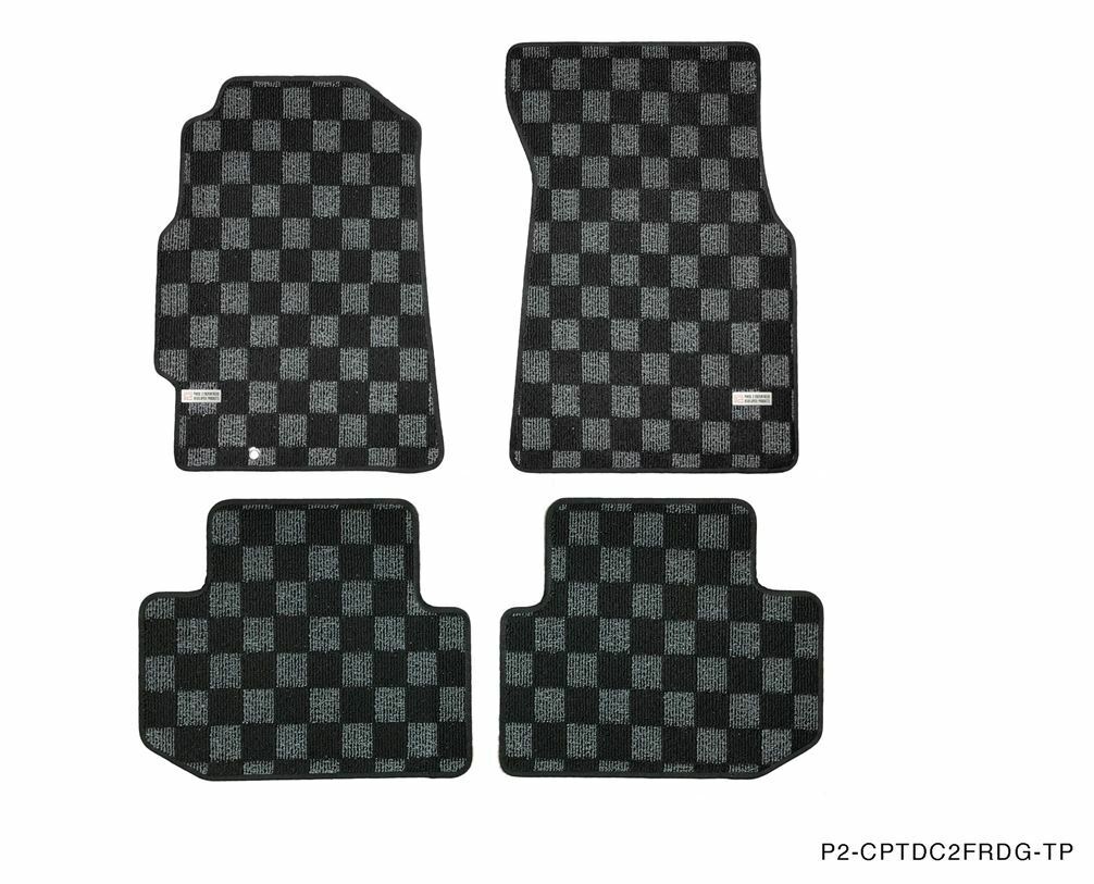 P2M Checkered Flag Race Carpet F&R Floor Mats for Acura Integra DC2 94-01 New