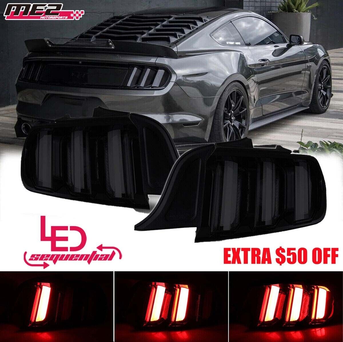 Tail Lights For 2015-2023 Ford Mustang LED Sequential Turn Signal Black Smoked