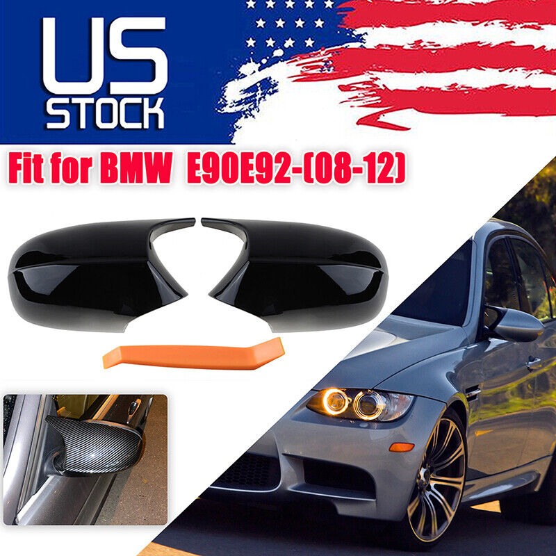 M3 Style Gloss Black Rearview Side Mirror Cover Caps For BMW E90 E92 E93 LCI E90