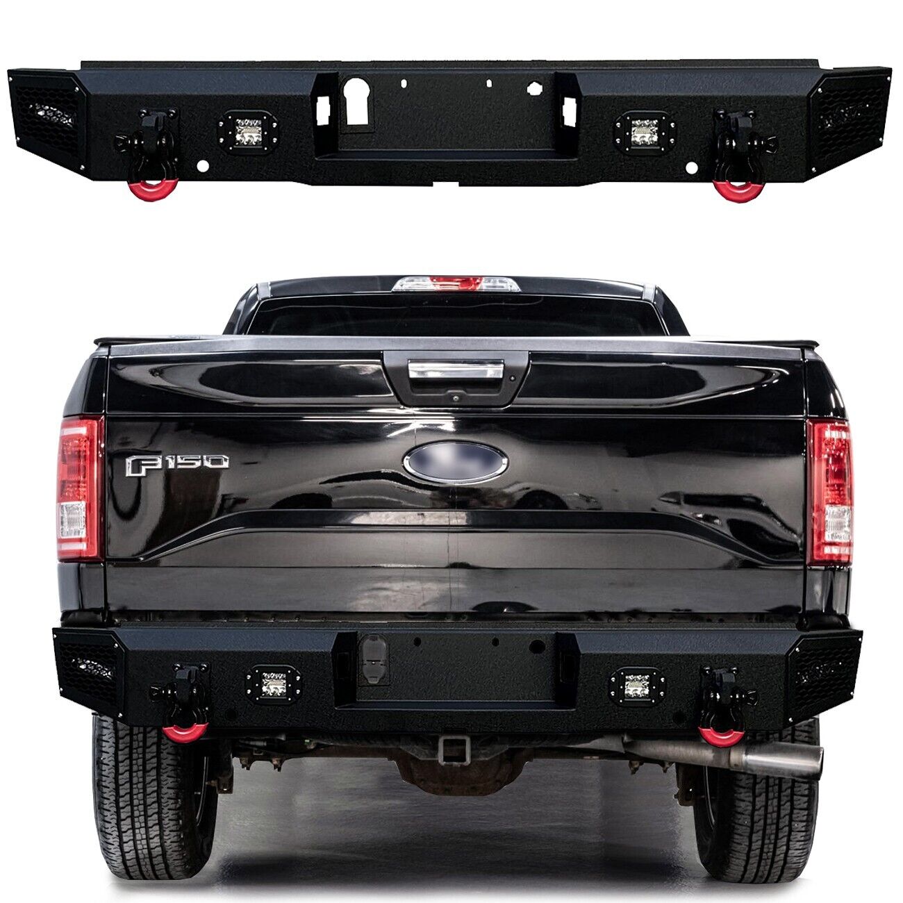Vijay For 2015-2020 Ford F150 (Excluding Raptor) Rear Bumper with LED Lights