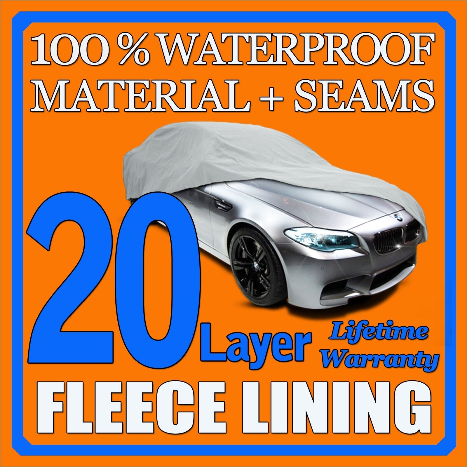 20 Layer Car Cover Waterproof Layers Outdoor Indoor Fleece Lining Sew17