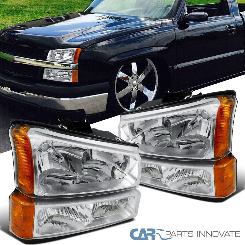 Fits 03-07 Chevy Silverado 1500 2500 Avalanche Headlights+Parking Bumper Lamps