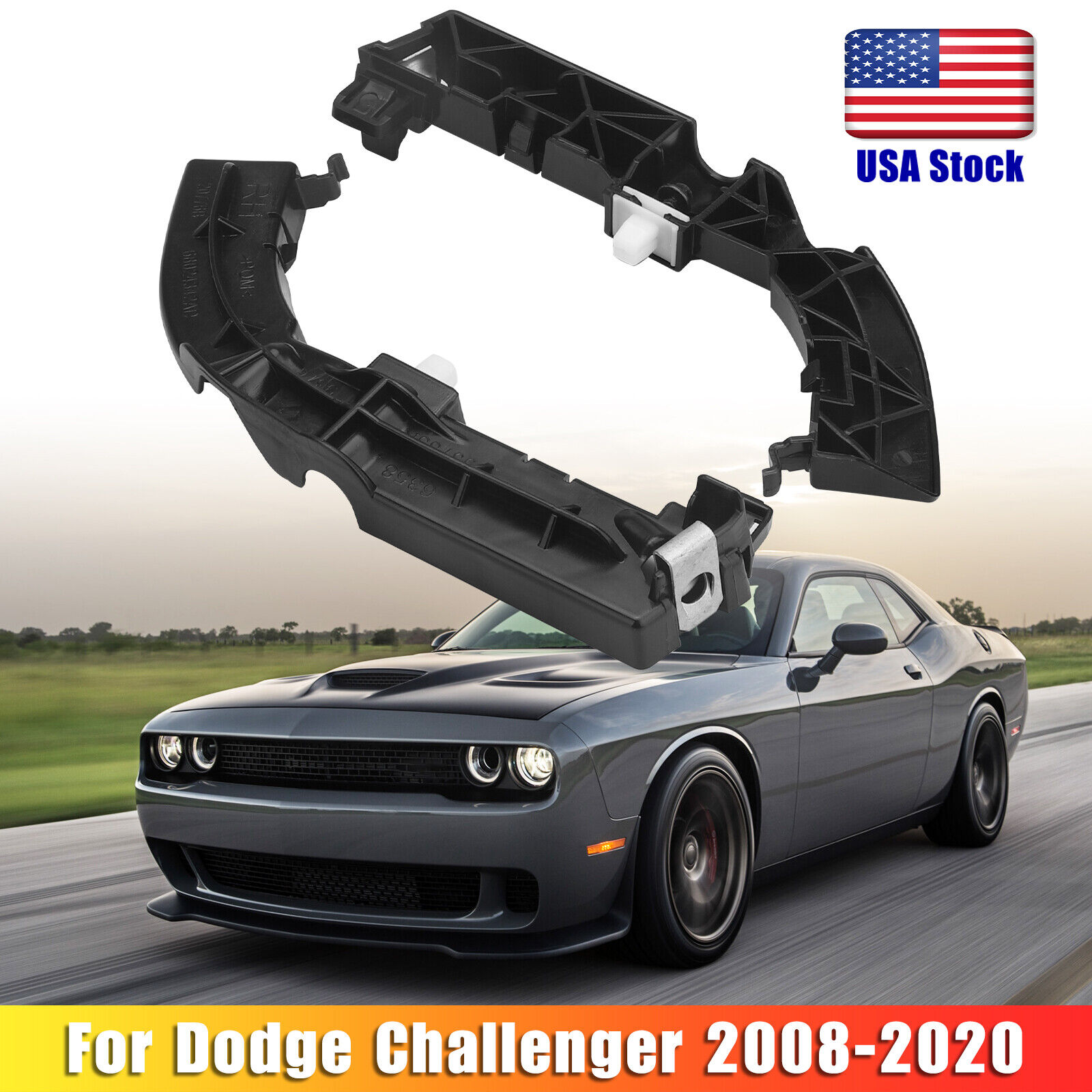 Pair Front Left & Right Bumper Support Brackets For Dodge Challenger 2008-2020