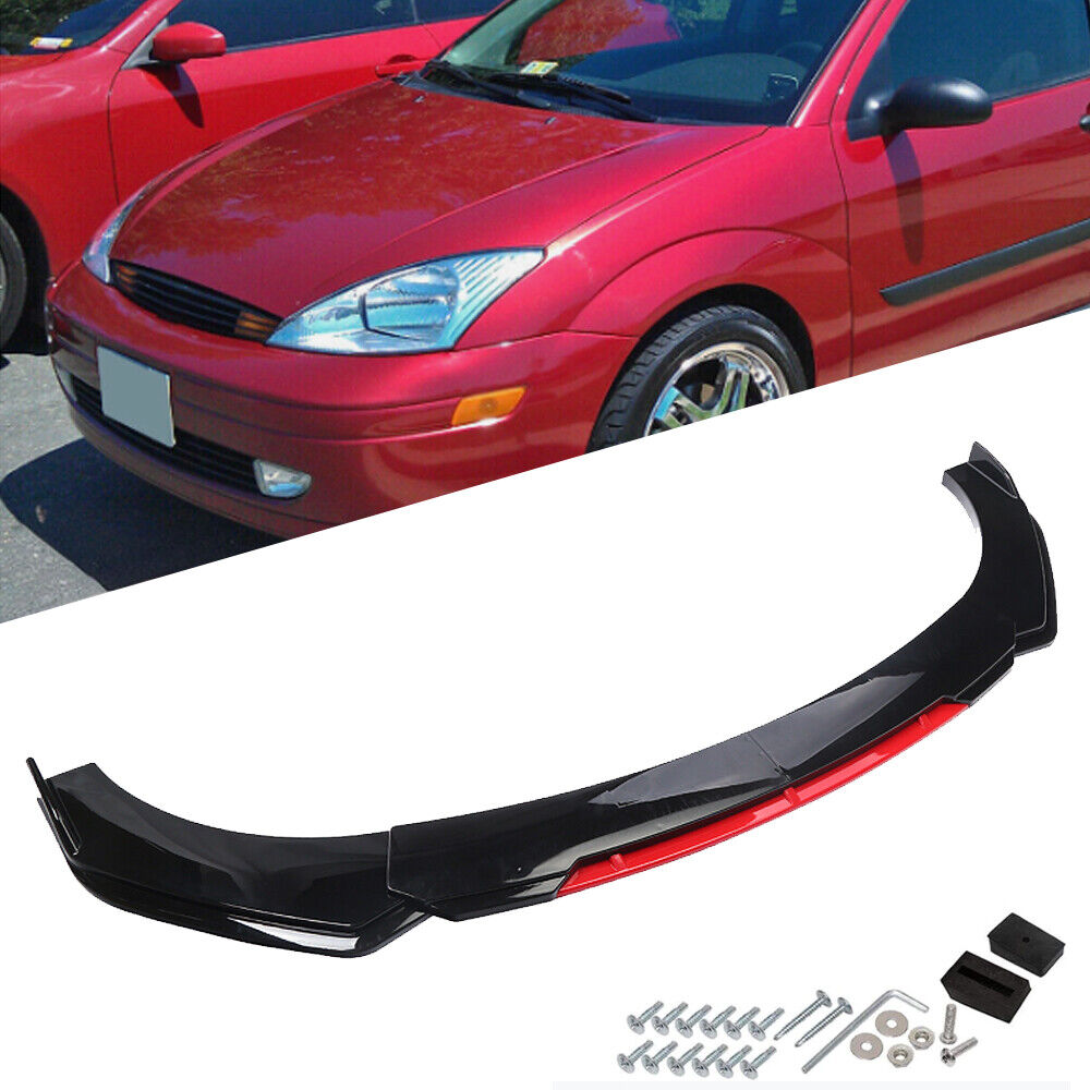 For 00-04 Ford Focus SE LX Front Bumper Lip Splitter Spoiler Body Kit Black+RED