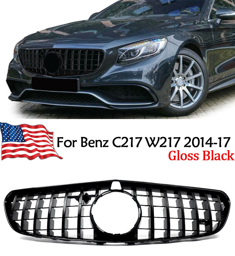 Gloss Black GT-R Front Upper Grille For Benz C217 W217 AMG S63 S65 2014-2017