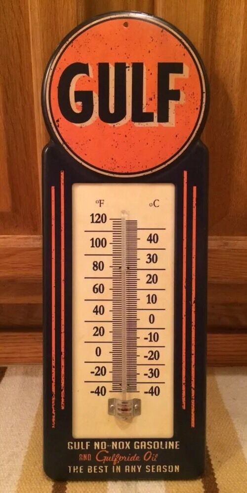 GULF THERMOMETER Motor Oil Gas Petroleum Collectible Texaco Mobil Sinclair 