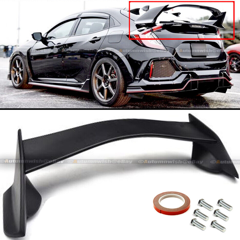Fits 17 18 19 20 21 Civic 10th X Hatchback Type R Matte Black Trunk Wing Spoiler