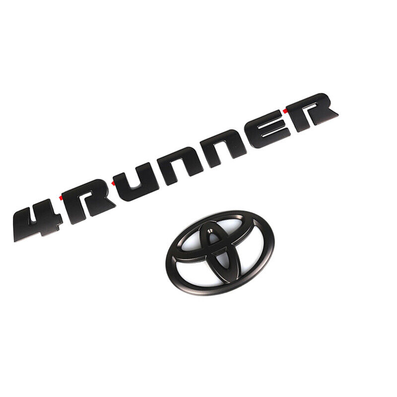 2PCS Set Overlay Matte Black Out 4Runner Emblem Badge Fit For 2014-2021 Toyota