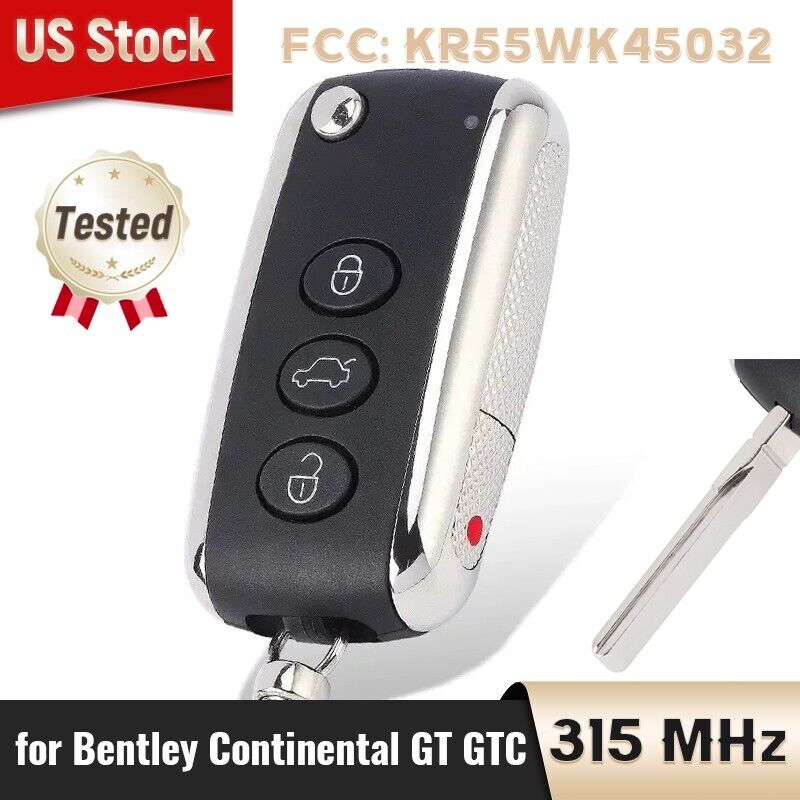 for Bentley Continental GT GTC 2006-2016 Keyless Remote Car Key Fob KR55WK45032