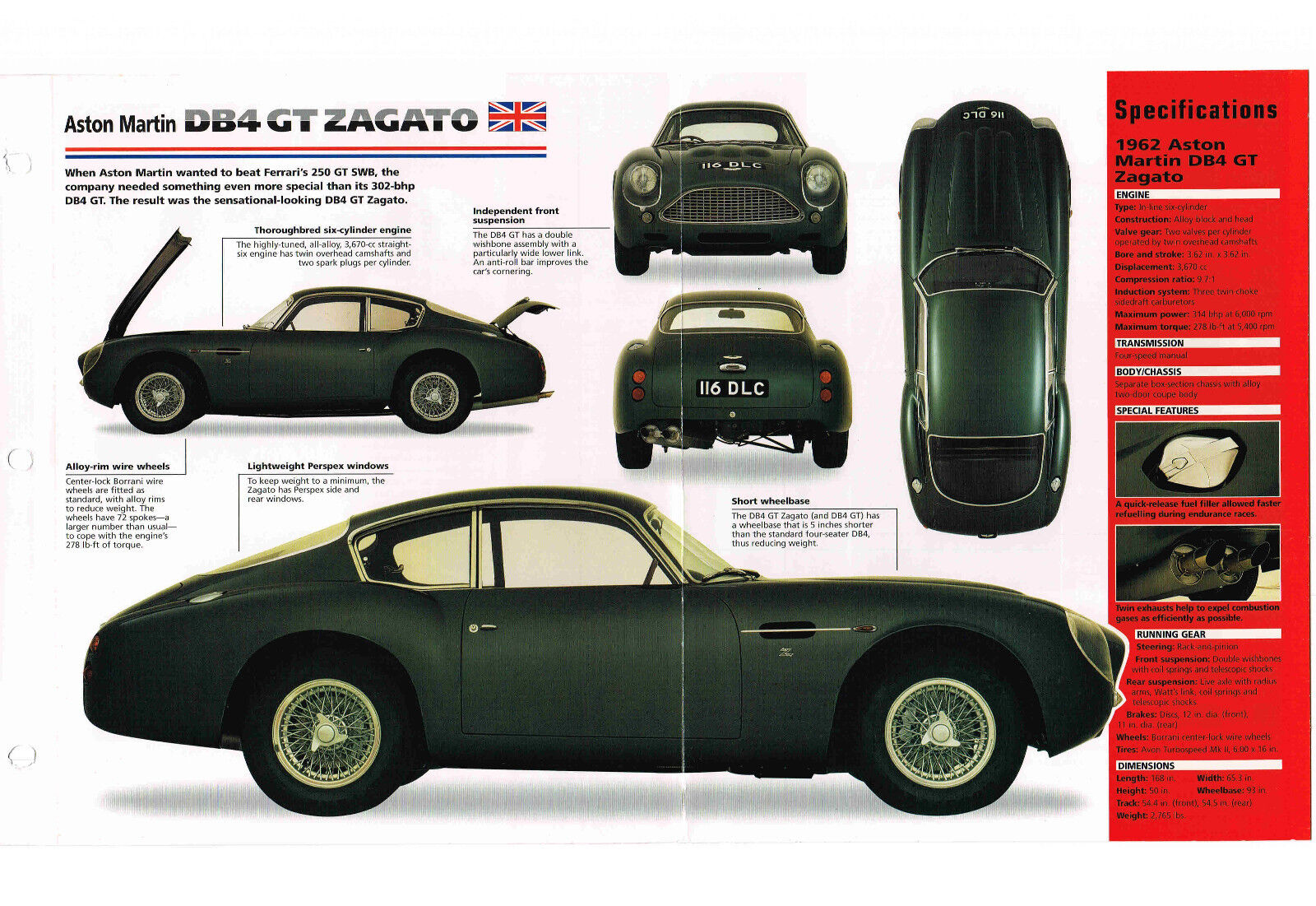 1960/1961/1962/1963 ASTON MARTIN DB4 / DB-4 GT ZAGATO IMP Brochure