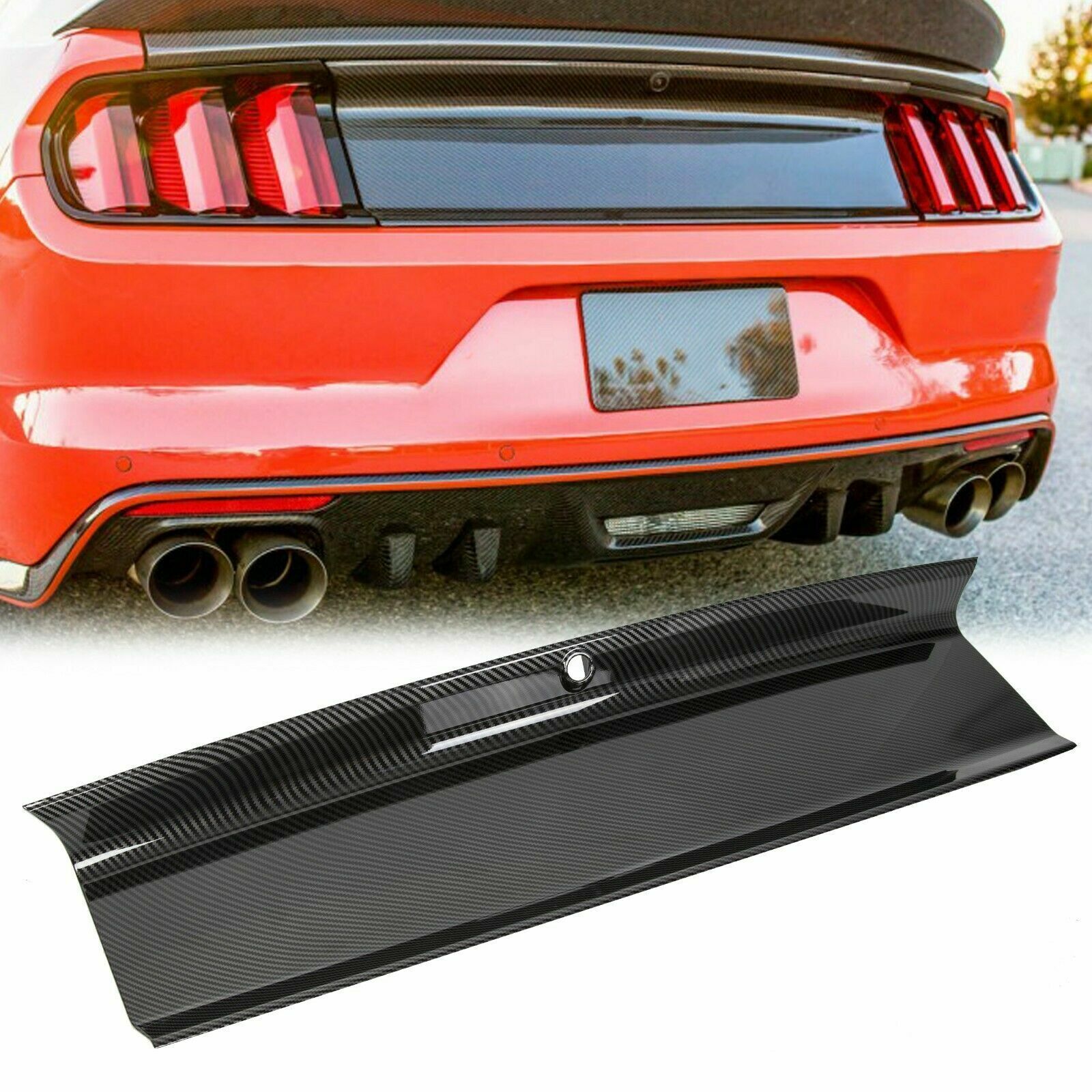FOR 15-20 FORD MUSTANG GT CARBON FIBER COLOR REAR TRUNK PANEL DECKLID TRIM COVER
