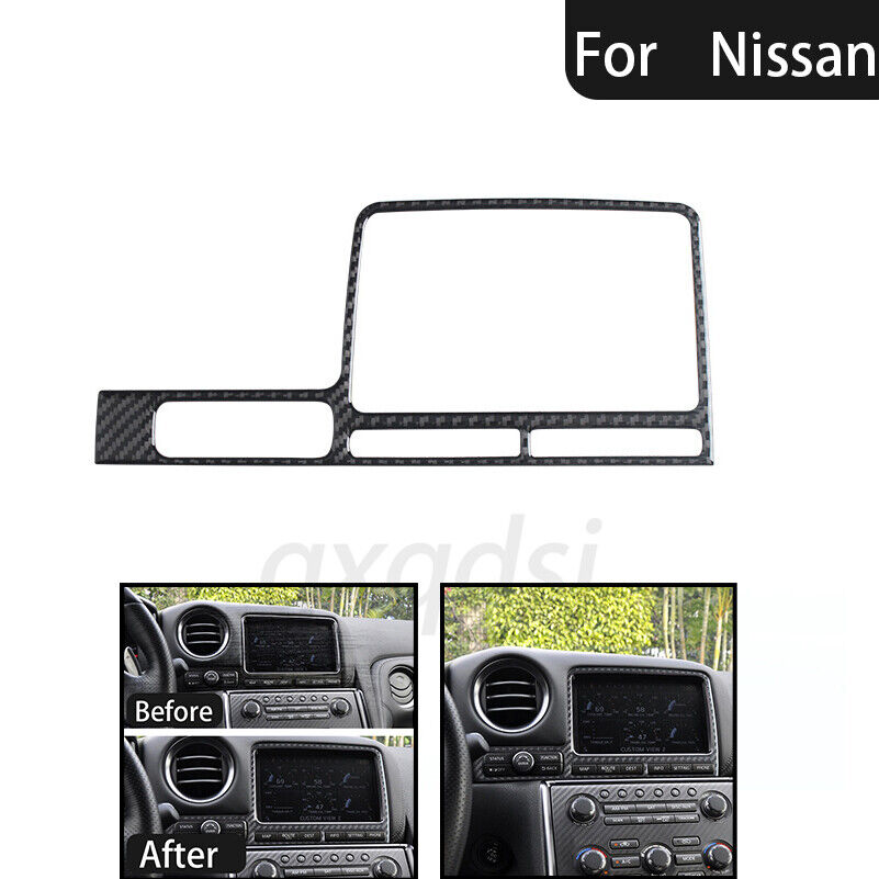 Real Carbon Fiber Car Navigation Panel Cover Trim For Nissan GTR R35 2008-2016