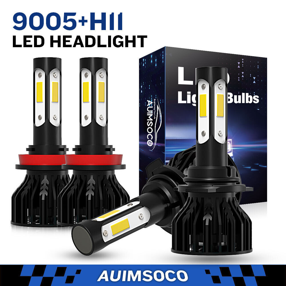 4x Combo LED Lights For 2007-18 Toyota Camry Headlights Hi-Lo 6000K 9005 H11