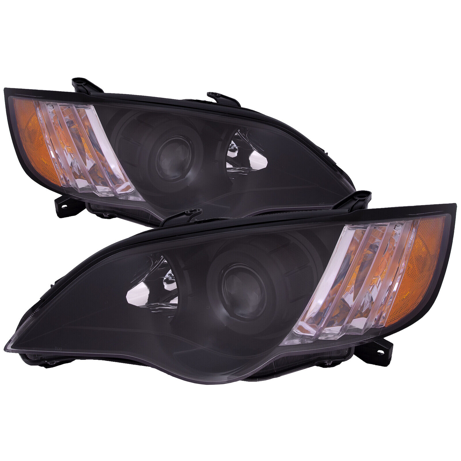 Headlight Halogen Set Black Housing With Clear Lens For 2008-2009 Subaru Legacy