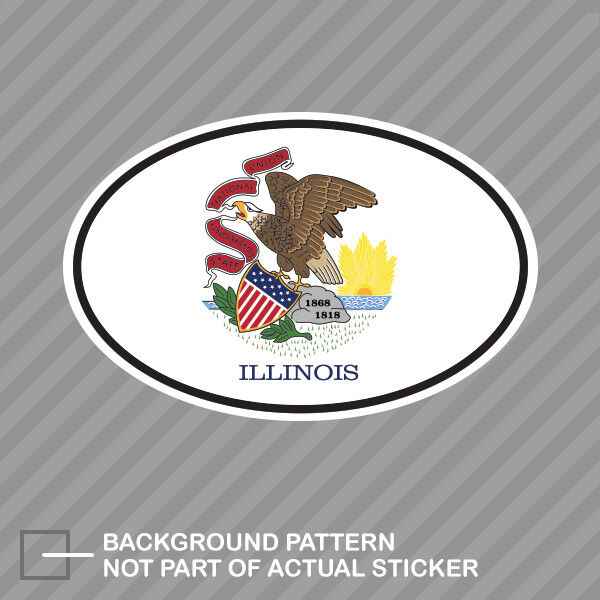 Illinois State Flag Oval Sticker Decal Vinyl V4 IL