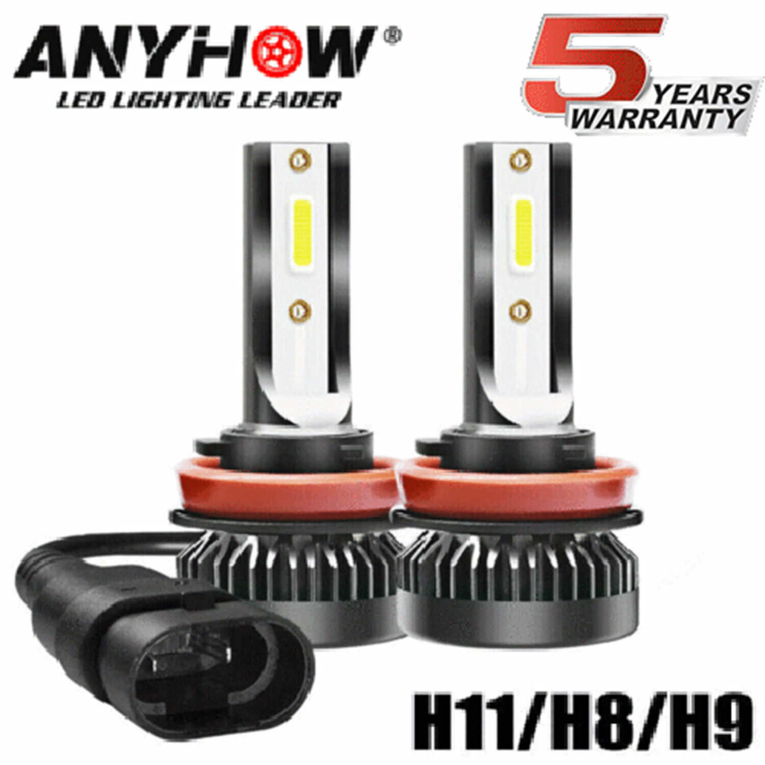 Mini H11 LED Headlight Kit H9 H8 1200W 280000LM High Low Beam Bulbs Fog Light 2X