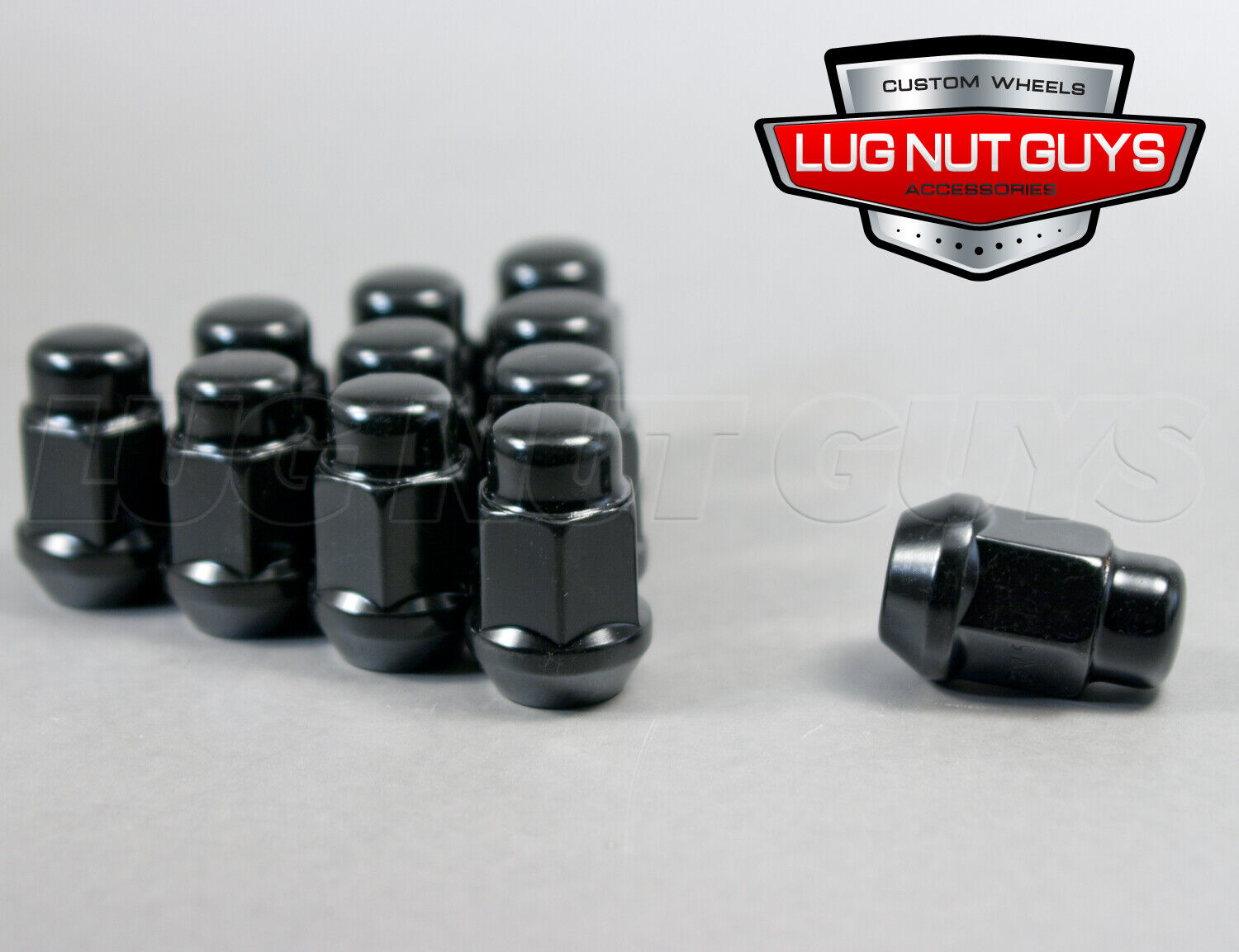 24 Piece M12x1.5 Black Lug Nut Set Bulge Acorn 19mm Hex