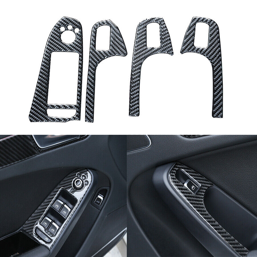 4Pcs For Audi A4L A5 2009-2016 Carbon Fiber Door Window Switch Button Cover Trim