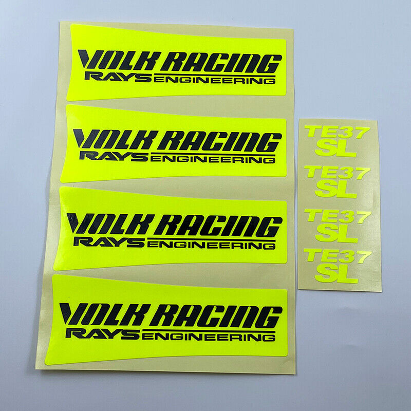 Yellow+Black JDM Reflective RAYS VOLK Racing TE37SL Wheel sticker decal Drift