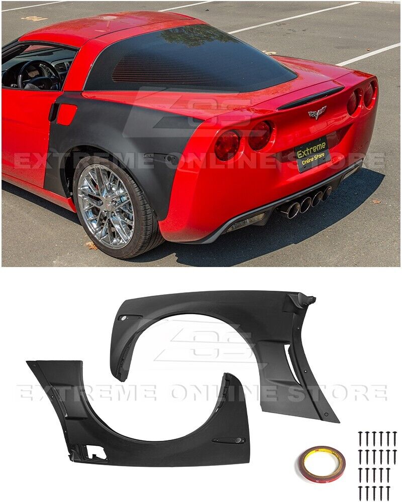 For 05-13 Corvette C6 | ZR1 Style Matte Black Rear Side Wide Body Fender Pair