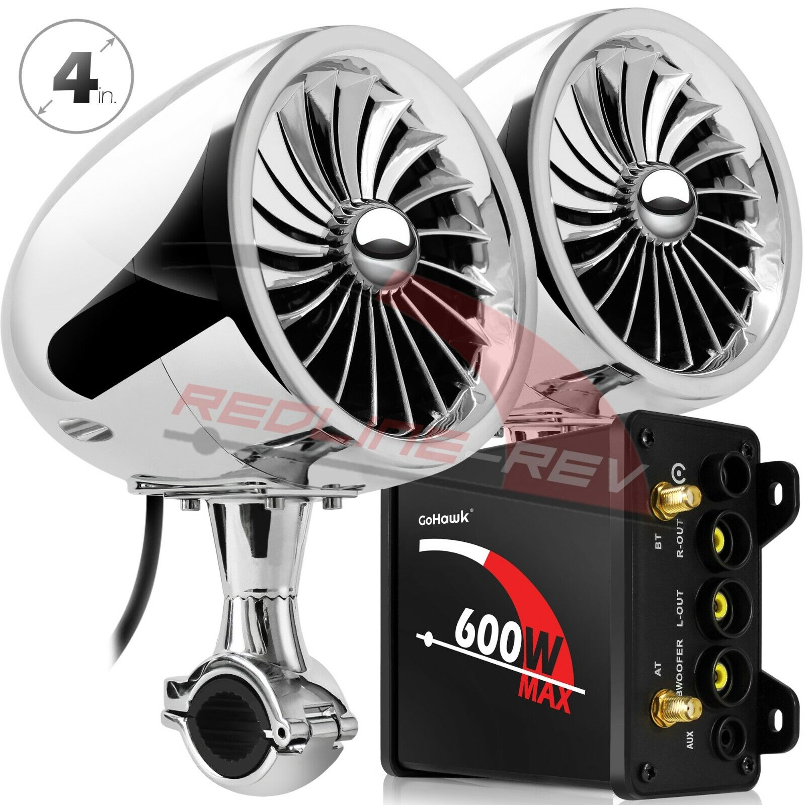 600W Amp Waterproof Bluetooth Motorcycle Stereo Speakers Audio System AUX Radio