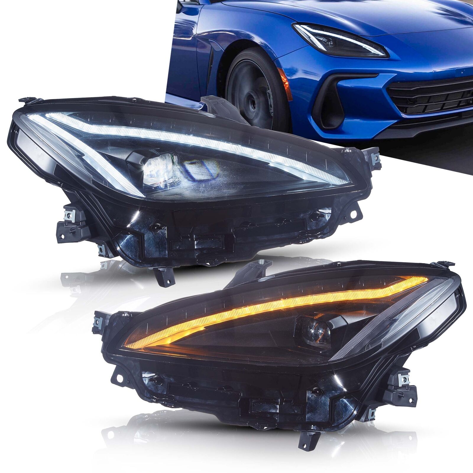 For 2021-24 Toyota GR86 /Subaru BRZ VLAND Headlights Projector LED DRL Animation