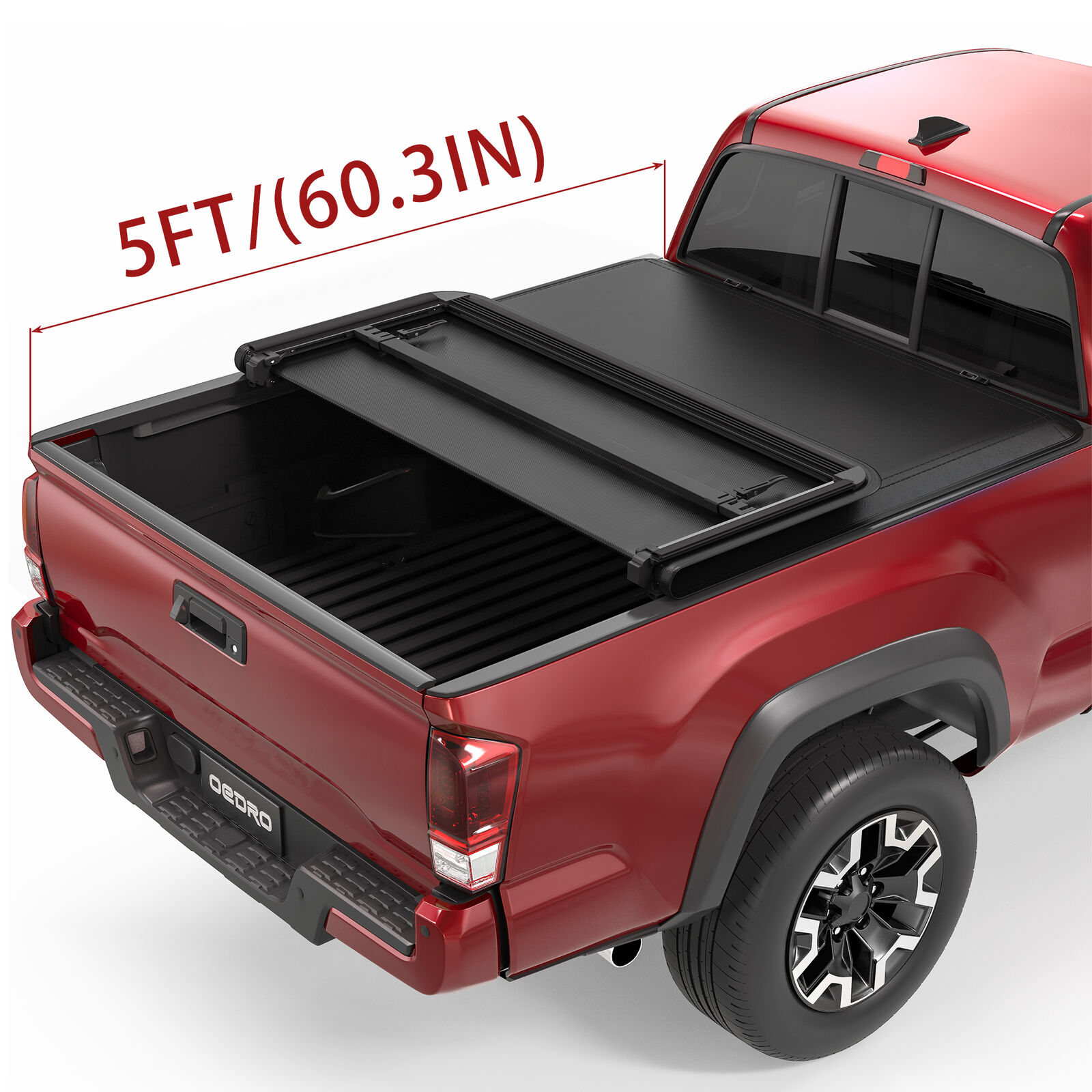 5FT 3-FOLD Soft Tonneau Cover For 2016-2023 Toyota Tacoma TRD Truck Bed  w/ Lamp