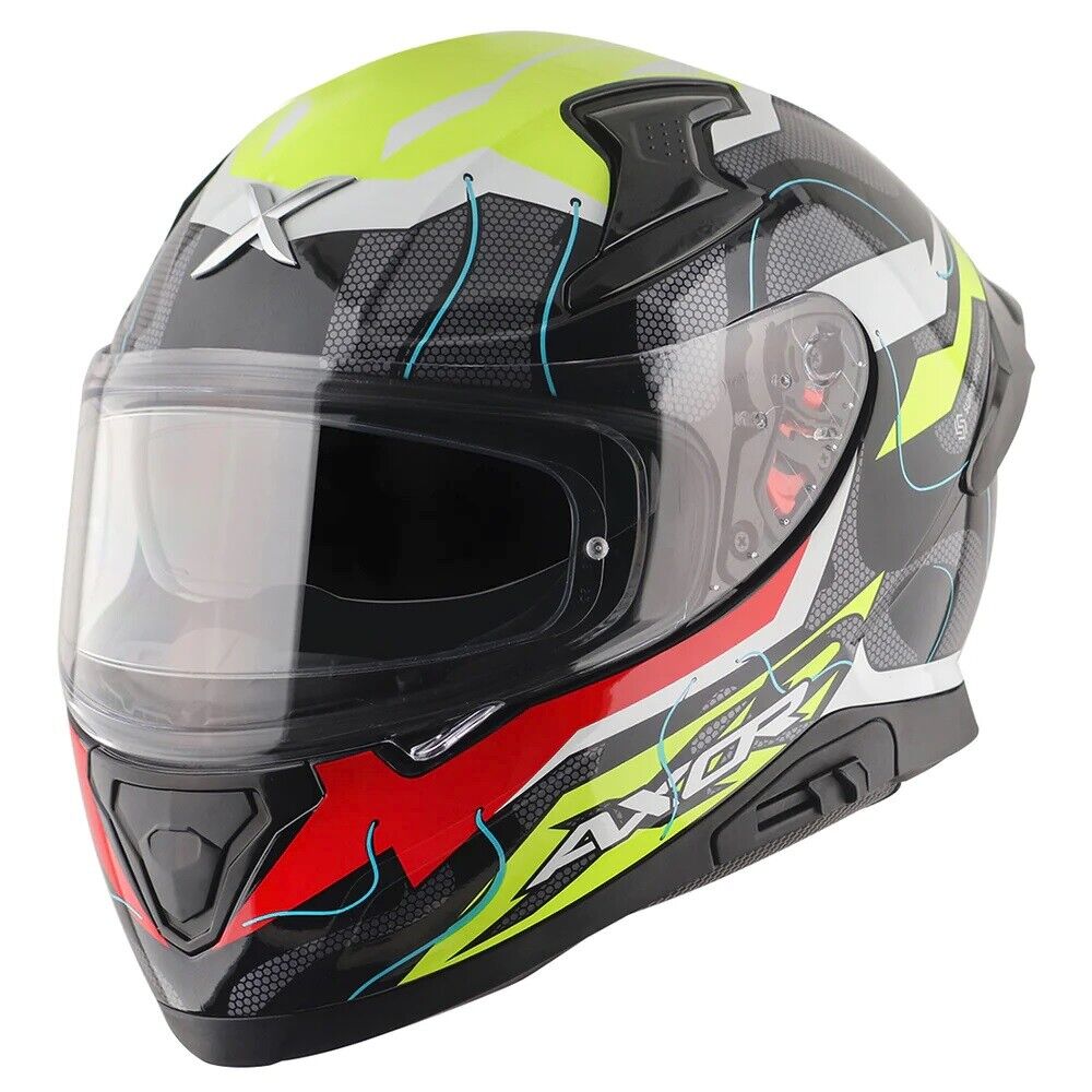 AXOR “Apex Dynamo” DOT & ECE Approved Full Face Dual Visor Motorcycle Helmets